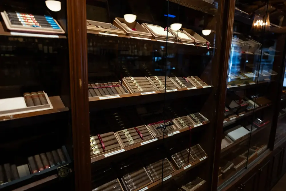 The cigar humidor inside Macabi Cigar Bar